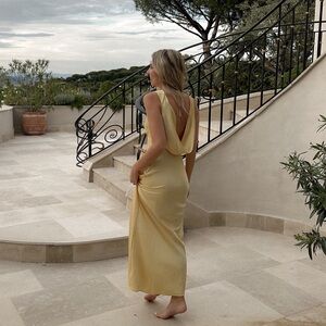 Plunge Cowl Back Maxi Dress